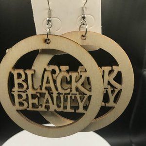 NWT Wooden Exquisite African Beauty Carved out Round Dangle Earrings Bohemian